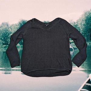 H&M Basic Black Knit V-neck Oversized Hi-Low Pullover Sweater